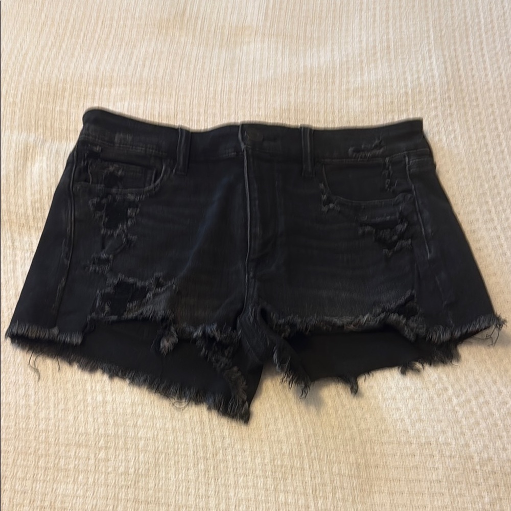 American Eagle Next Level Stretch black denim cut off shorts